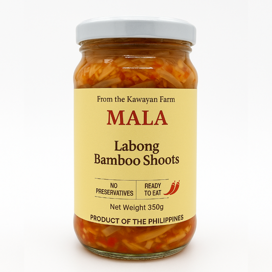 Jar of Labong Mala Spicy – spicy bamboo shoot dish.