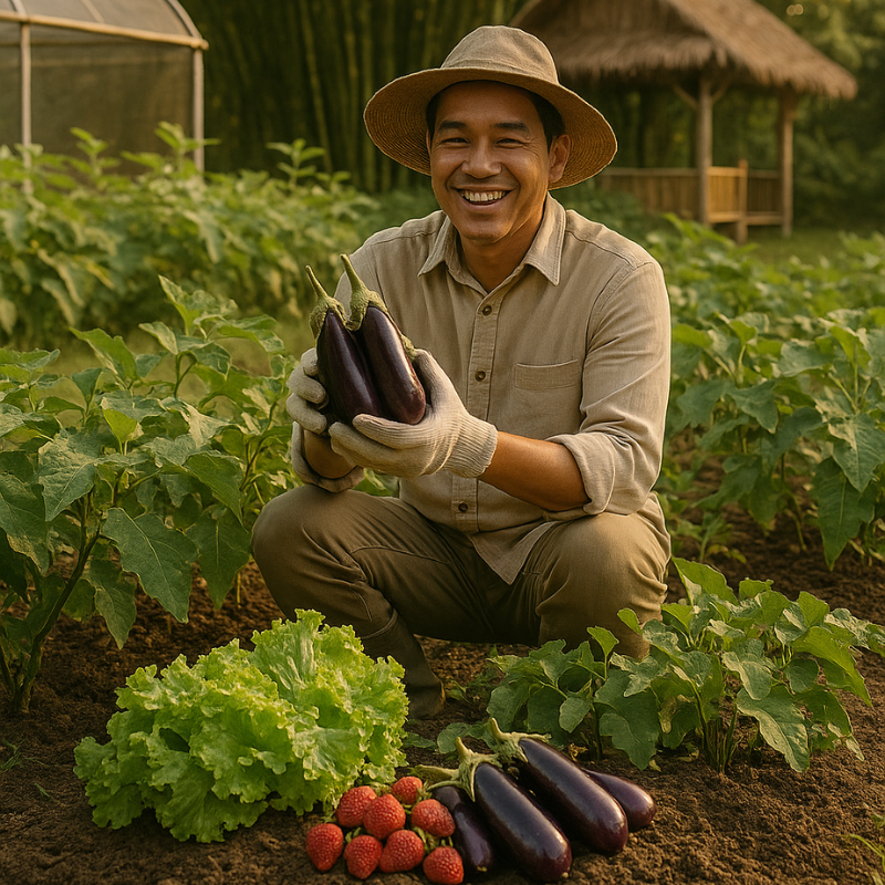 Happy farmer after harvest