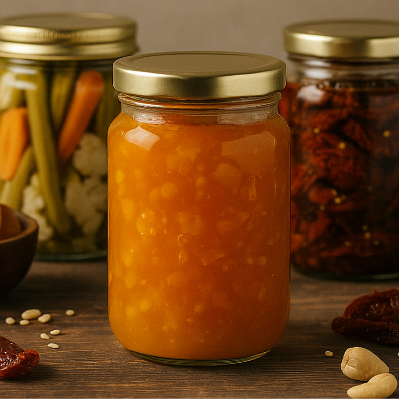 Jar of processed farm products